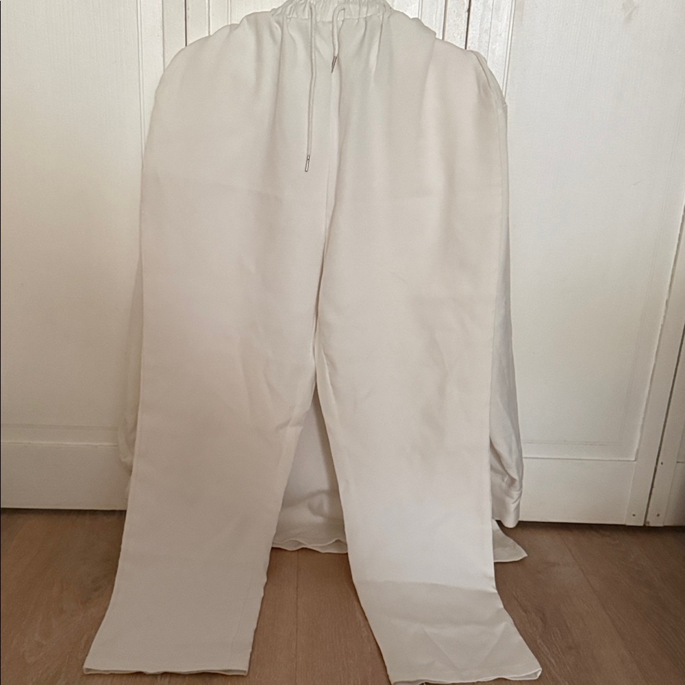 Men's White Button-Trim Casual Tunic Shirt with white pants set size xl - Picture 5 of 7